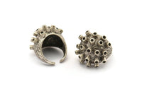 Soldier Ring Settings, 1 Antique Silver Plated Soldier Ring Setting U045 H0289