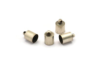 Barrel End, 25 Antique Silver Plated Barrel End With Loop - (7x11mm) Bs-1648 H0169