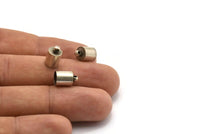 Barrel End, 25 Antique Silver Plated Barrel End With Loop - (7x11mm) Bs-1648 H0169