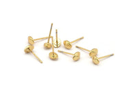 Gold Oval Earring, 10 Gold Plated Brass Oval Stud Earrings (6x1.5mm) D1439 A1817