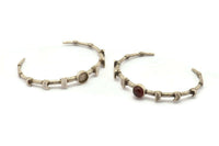 Silver Moon Cuff, Antique Silver Plated Brass Moon Phases Cuff Stone Setting With 1 Pad -  Pad Size 8mm N1672 H1394