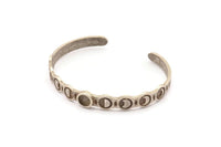 Silver Moon Cuff, Antique Silver Plated Brass Moon Phases Cuff Stone Setting With 1 Pad -  Pad Size 6mm N1682 H1407