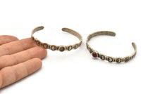 Silver Moon Cuff, Antique Silver Plated Brass Moon Phases Cuff Stone Setting With 1 Pad -  Pad Size 6mm N1682 H1407