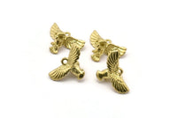 Tiny Owl Charm, 6 Raw Brass Owl Necklace Pendants (18x10mm) N0417