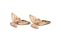 Rose Gold Owl, 1 Rose Gold Plated Owl Necklace Pendants (38x18mm) N0229 Q0397