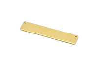 Raw Brass Rectangle, 20 Raw Brass Rectangle Stamping Blank, Pendant With 2 Holes(50x10x0.80mm) D0294
