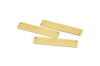 Brass Rectangle Bar, 10 Raw Brass Rectangle Stamping Blanks With 2 Holes , Necklace Pendants (50x10x0.80mm) D0294