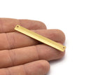 Brass Necklace Bar, 10 Raw Brass Rectangle Stamping Blanks With 2 Holes, Minimalist Pendanta (54x7x0.80mm) D0293