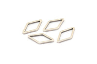 Silver Diamond Ring, 50 Antique Silver Plated Brass Open Diamond Ring Charms (10x16x1mm) D0058 H0669