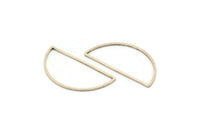 Silver Half Moon, 24 Antique Silver Plated Brass Semi Circle Connectors (15x30x0.80mm) D1280 H1140