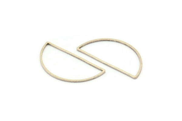 Silver Half Moon, 24 Antique Silver Plated Brass Semi Circle Connectors (15x30x0.80mm) D1280 H1140