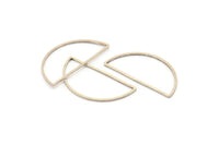 Silver Half Moon, 24 Antique Silver Plated Brass Semi Circle Connectors (15x30x0.80mm) D1280 H1140