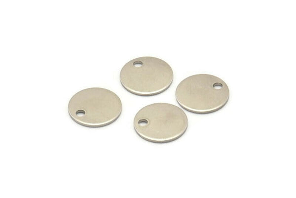 Steel Cabochon Tag, 50 Stainless Steel Cabochon Tags With 1 Hole, Stamping Tags (10x0.80mm) M02698