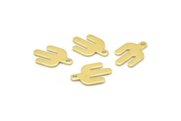 Brass Cactus Charm, 24 Raw Brass Cactus Charms With 1 Hole (14x9x0.80mm) M02615