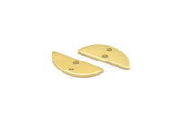 Semi Circle Charm, 50 Raw Brass Half Moon Charms With 2 Holes, Blanks (14x5x0.80mm) M02725