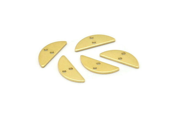 Semi Circle Charm, 50 Raw Brass Half Moon Charms With 2 Holes, Blanks (14x5x0.80mm) M02725