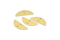 Semi Circle Charm, 24 Raw Brass Half Moon Charms With 2 Holes, Blanks (18x7x0.80mm) M02658
