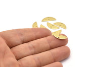 Semi Circle Charm, 24 Raw Brass Half Moon Charms With 2 Holes, Blanks (18x7x0.80mm) M02658