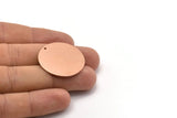 Copper Round Charm, 2 Raw Copper Charms With 1 Hole, Pendants, Findings (30x0.80mm) M02624