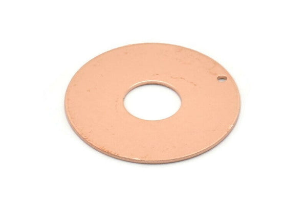 Copper Round Charm, 2 Raw Copper Charms With 1 Hole, Pendants, Findings (30x0.80mm) M02625