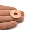 Copper Round Charm, 2 Raw Copper Charms With 1 Hole, Pendants, Findings (30x0.80mm) M02625