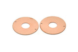 Copper Round Charm, 2 Raw Copper Charms With 2 Holes, Pendants, Findings (30x0.80mm) M02627
