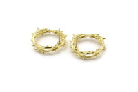 Brass Circle Earring, 4 Raw Brass Circle Stud Earrings (22x5mm) N1758