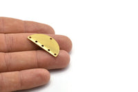 Semi Circle Blank, 24 Raw Brass Semi Circle Blanks With 6 Holes (32x16x0.80) A0848