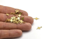 Brass Pole Star Charm, 100 Raw Brass, Brass Charms, Brass Pole Star Charms With 1 Loop (13x8x0.40mm) A0819