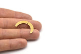 Brass Moon Charm, 24 Raw Brass Crescent Moon Charms With 2 Holes, Connectors (28x19x0.60mm) D913