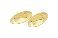 Brass Face Charm, 8 Raw Brass Face Charms With 1 Hole, Pendants, Earrings, Findings (35x19x0.80mm) M02123