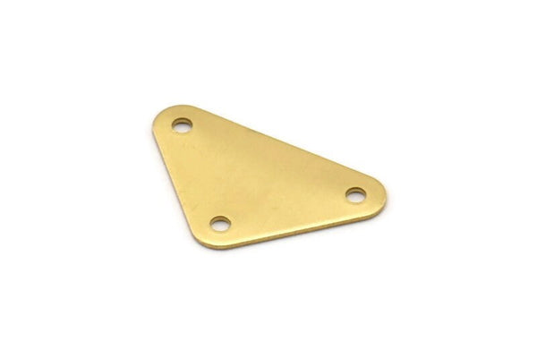 Brass Triangle Charm, 30 Raw Brass Triangle Charms 3 Holes (19x15x15x0.50mm) A0957