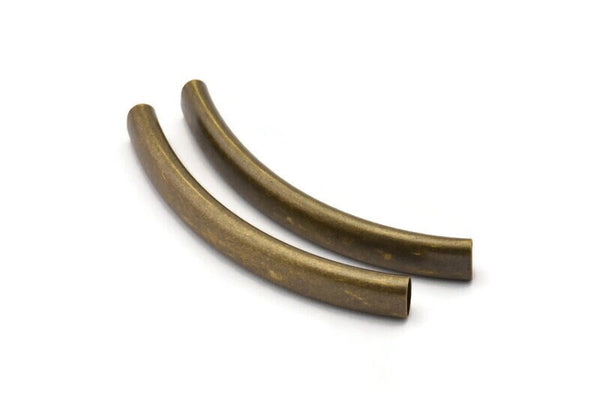 Oval Noodle Tubes - 12 Antique Brass Oval Noodle Tubes (47x6x4mm) Sq19 Brc311