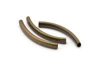 Oval Noodle Tubes - 12 Antique Brass Oval Noodle Tubes (47x6x4mm) Sq19 Brc311