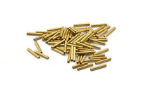 Long Spacer Bead, 100 Raw Brass Tube Beads, Spacer Beads (10x1.5mm) (b0120)