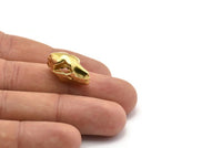 Brass Fruit Bat Skull, 2 Raw Brass Short Nosed Fruit Bat Skull With 1 Loop, Findings, Charms (11x14x21mm) U105