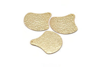 Hammered Pear Pendant, 2 Gold Plated Hammered Geometric Necklace Pendant, Earring Drops with 1 Hole (40x40mm) N0249 Q0270