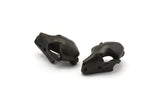 Black Fruit Bat Skull, 1 Oxidized Brass Black Short Nosed Fruit Bat Skull With 1 Loop, Findings, Charms (11x14x21mm) U105 S293