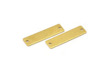 Brass Rectangle Bar, 25 Raw Brass Rectangle Stamping Blanks with 2 Holes, Connectors (30x8x0.80mm) A0808