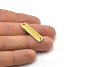 Brass Rectangle Bar, 25 Raw Brass Rectangle Stamping Blanks with 2 Holes, Connectors (30x8x0.80mm) A0808