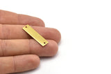 Brass Rectangle Bar, 25 Raw Brass Rectangle Stamping Blanks with 2 Holes, Connectors (30x8x0.80mm) A0808