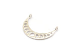 Moon Phases Charm, 925 Silver Crescent Pendants With 2 Loops (25x6x1mm) N0992