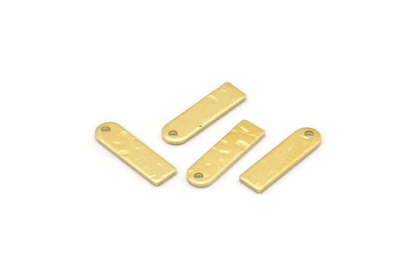 Brass Charm, 50 Hammered Raw Brass Rectangle Charms With 1 Hole (14x4x0.80mm) M02816