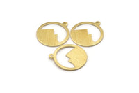 Pirinç Yuvarlak Charm, 1 Döngülü 12 Dokulu Ham Pirinç Dağ Şeklinde Yuvarlak Charm, Kolye Uçları, Küpe Aksesuarları (20x18x0,80 mm) M02811