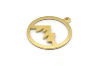 Pirinç Yuvarlak Charm, 1 Döngülü 12 Dokulu Ham Pirinç Dağ Şeklinde Yuvarlak Charm, Kolye Uçları, Küpe Aksesuarları (20x18x0,80 mm) M02818