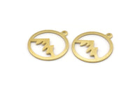 Pirinç Yuvarlak Charm, 1 Döngülü 12 Dokulu Ham Pirinç Dağ Şeklinde Yuvarlak Charm, Kolye Uçları, Küpe Aksesuarları (20x18x0,80 mm) M02818