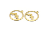 Pirinç Yuvarlak Charm, 1 Döngülü 12 Dokulu Ham Pirinç Dağ Şeklinde Yuvarlak Charm, Kolye Uçları, Küpe Aksesuarları (20x18x0,80 mm) M02818