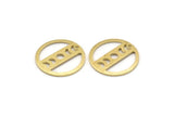 Brass Round Charm, 10 Textured Raw Brass Moon Phases Charms With 1 Hole, Findings, Pendants (18x0.80mm) M02830