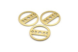 Brass Round Charm, 10 Textured Raw Brass Moon Phases Charms With 1 Hole, Findings, Pendants (18x0.80mm) M02830
