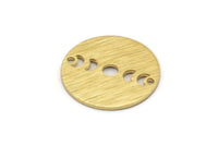 Brass Round Charm, 10 Textured Raw Brass Moon Phases Charms With 2 Holes, Findings, Pendants (18x0.80mm) M02834